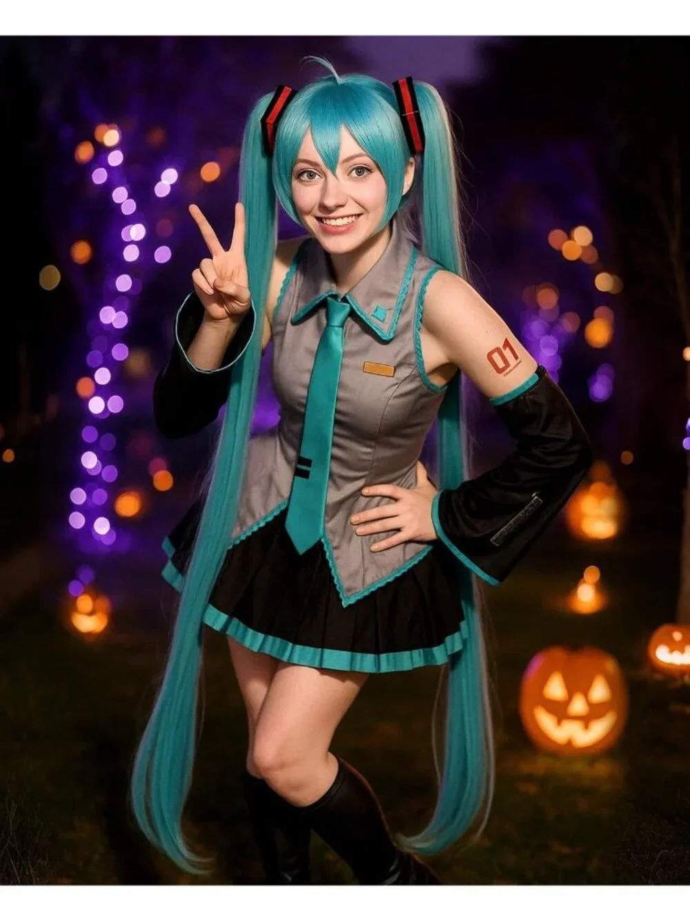 Women's Blue Green Cosplay Convenient Set Include Adjustable Wig Cap Headpiece